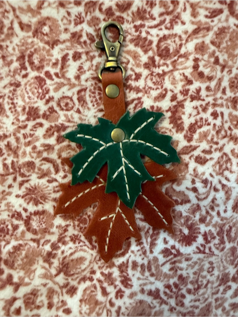 Portland Leather Leaf Keychain or Bag Charm